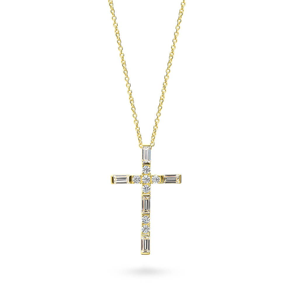 Cross CZ Pendant Necklace in Sterling Silver