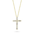 Cross CZ Pendant Necklace in Sterling Silver, Yellow Gold Flashed