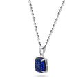 Front view of Square CZ Necklace and Earrings in Sterling Silver, Blue Color