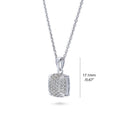 Front view of Square CZ Necklace and Earrings in Sterling Silver, Clear Color