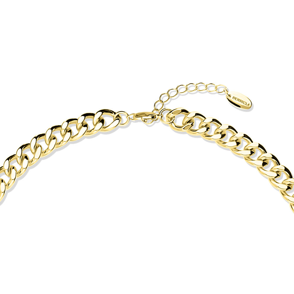 Front view of Curb Chain Bracelet and Necklace, 2 Piece, Gold-Tone