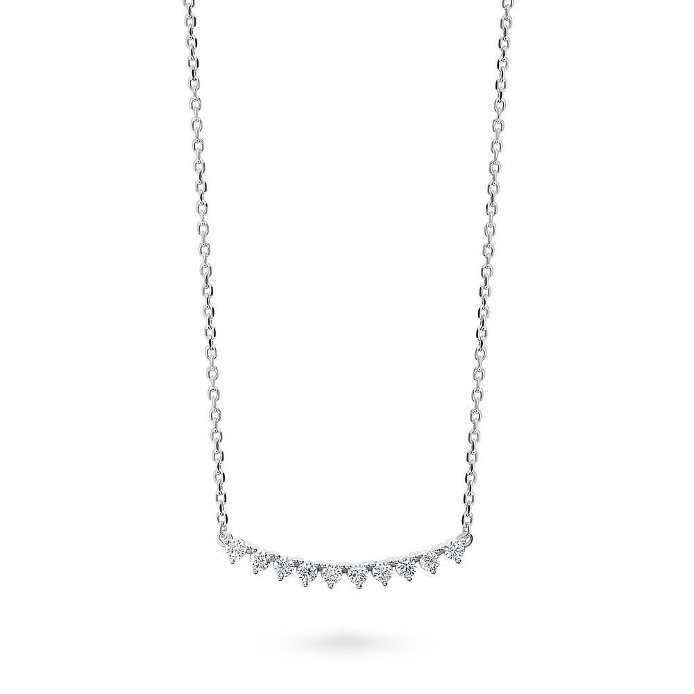 Bar CZ Pendant Necklace in Sterling Silver, 4 of 11