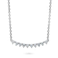 Front view of Bar CZ Pendant Necklace in Sterling Silver, Rhodium Plated