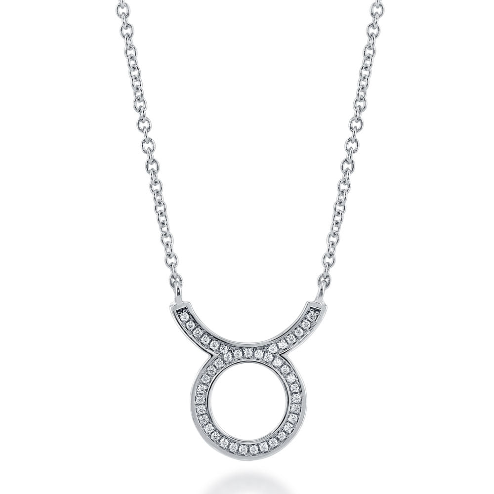 Zodiac Sign CZ Necklace in Sterling Silver