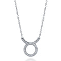 Zodiac Sign CZ Necklace in Sterling Silver, Taurus