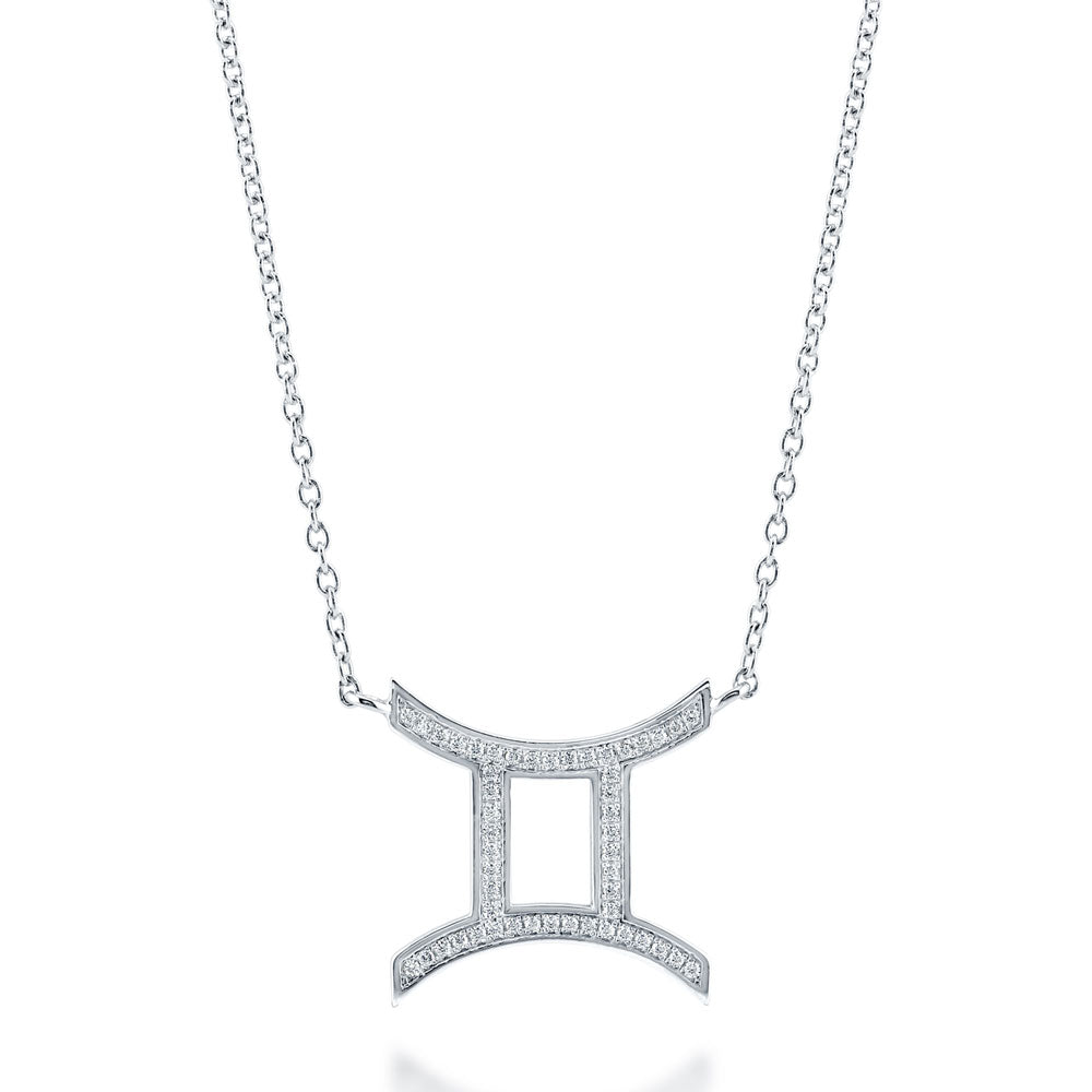 Zodiac Sign CZ Necklace in Sterling Silver