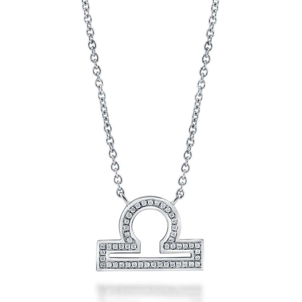 Zodiac Sign CZ Necklace in Sterling Silver