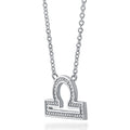 Front view of Zodiac Sign CZ Necklace in Sterling Silver, Libra