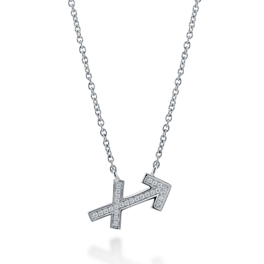 Zodiac Sign CZ Necklace in Sterling Silver