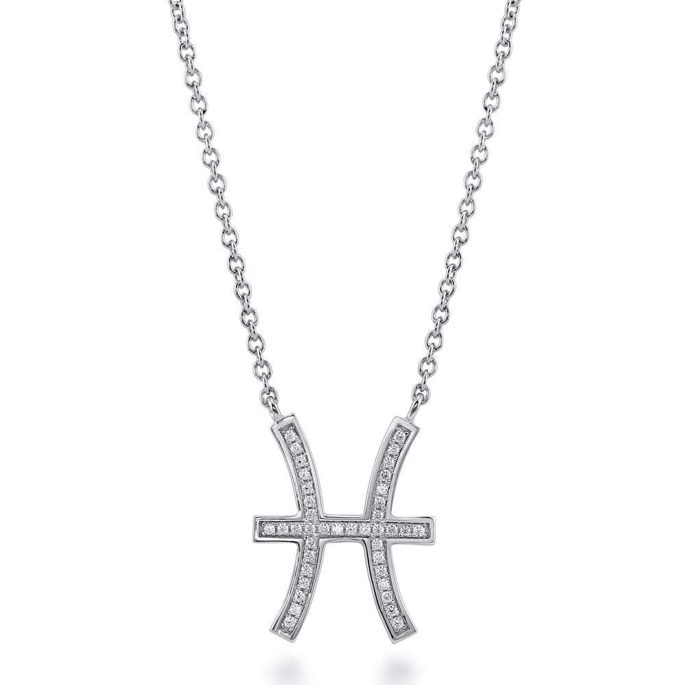 Zodiac Sign CZ Necklace in Sterling Silver