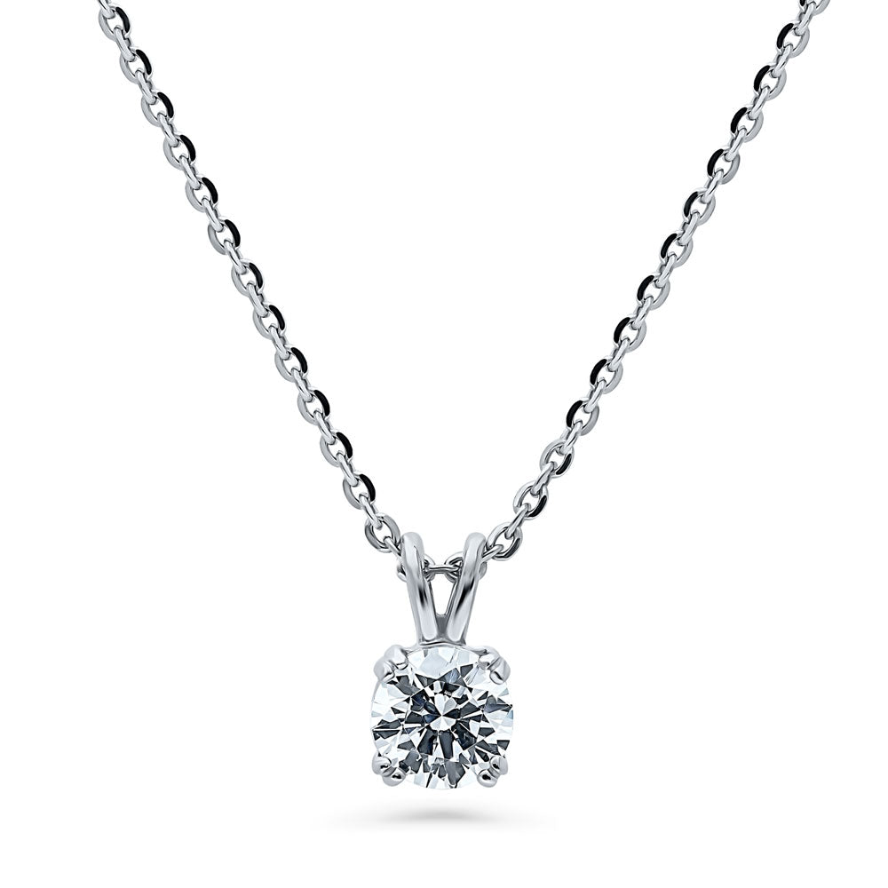 .925 online Sterling Silver Cz Solitaire Necklace