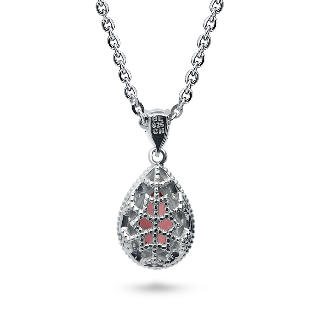 Angle view of Halo Pear CZ Necklace in Sterling Silver, 8 of 15