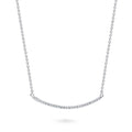 Front view of Bar CZ Pendant Necklace in Sterling Silver, Rhodium Plated