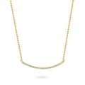 Front view of Bar CZ Pendant Necklace in Sterling Silver, Yellow Gold Flashed