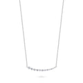 Graduated Bar CZ Necklace in Sterling Silver, Rhodium Plated