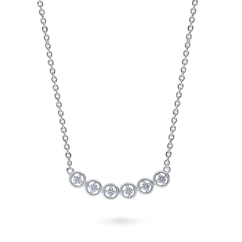 Front view of Bubble CZ Pendant Necklace in Sterling Silver, 5 of 10