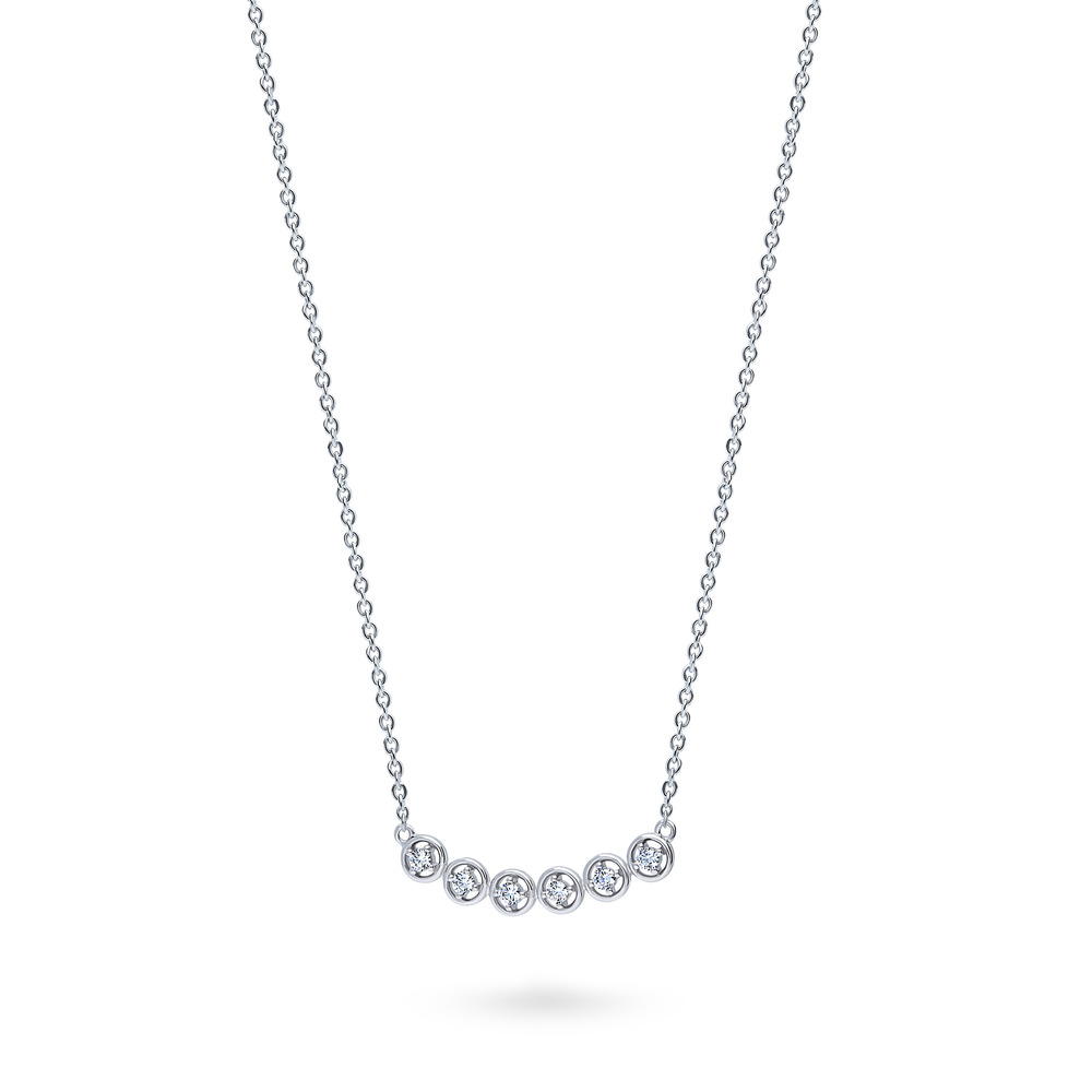 Angle view of Bubble CZ Pendant Necklace in Sterling Silver, 7 of 10