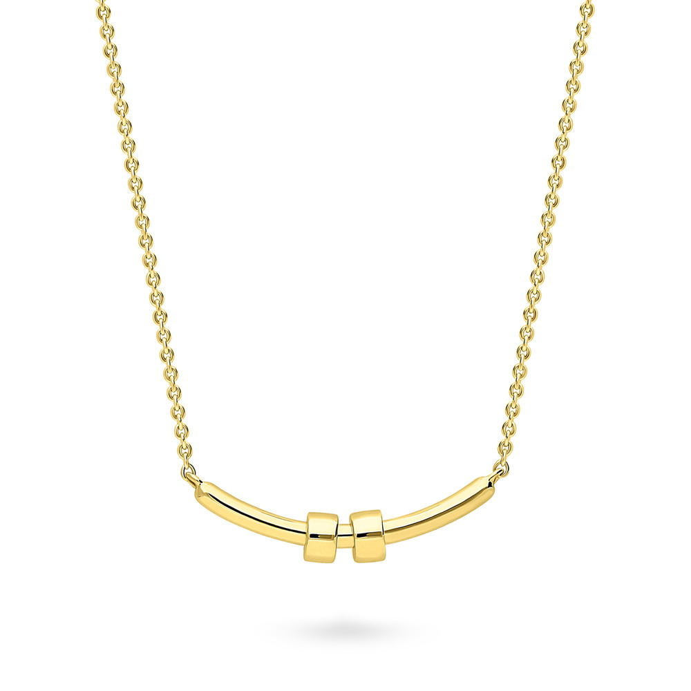 Front view of Bar Necklace in Sterling Silver, Yellow Gold Flashed