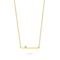 Bar CZ Pendant Necklace in Sterling Silver, Yellow Gold Flashed