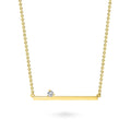 Front view of Bar CZ Pendant Necklace in Sterling Silver, Yellow Gold Flashed