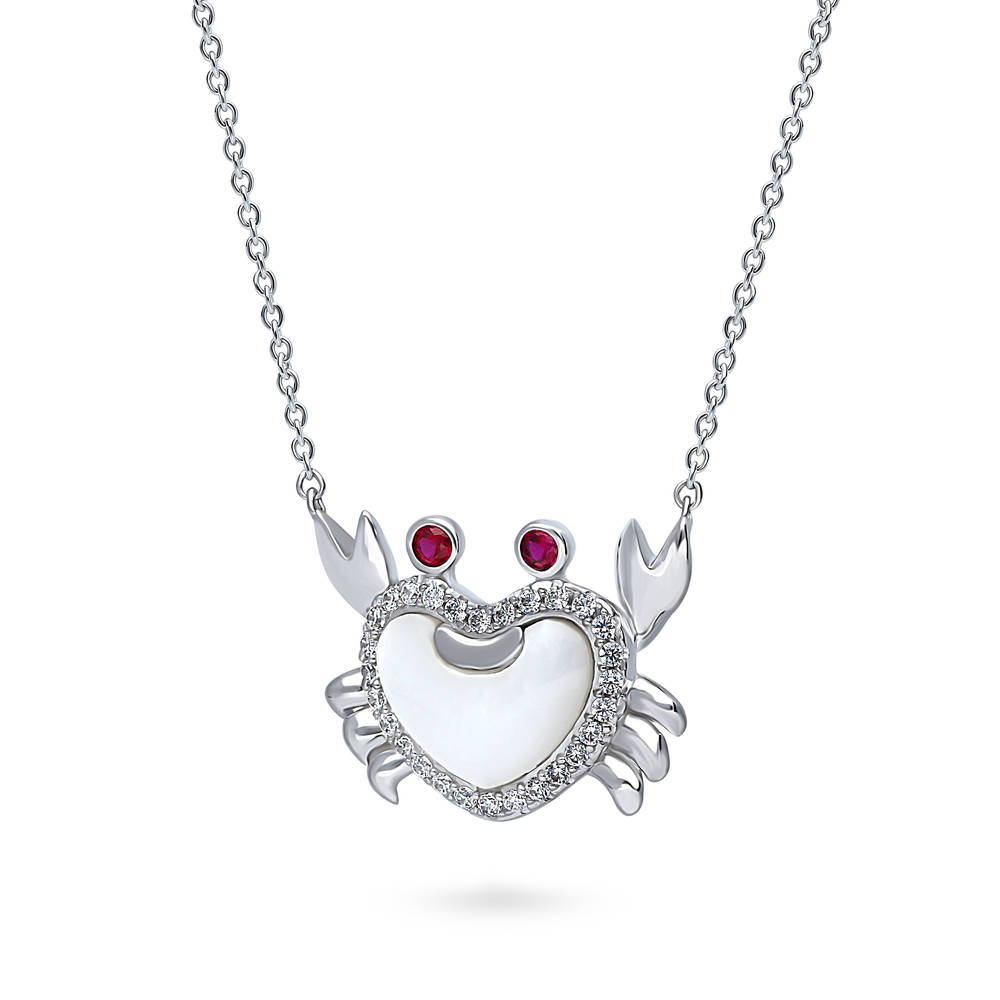 Front view of Crab Mother Of Pearl Necklace in Sterling Silver, 4 of 8