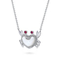 Front view of Crab Mother Of Pearl Necklace in Sterling Silver, Rhodium Plated