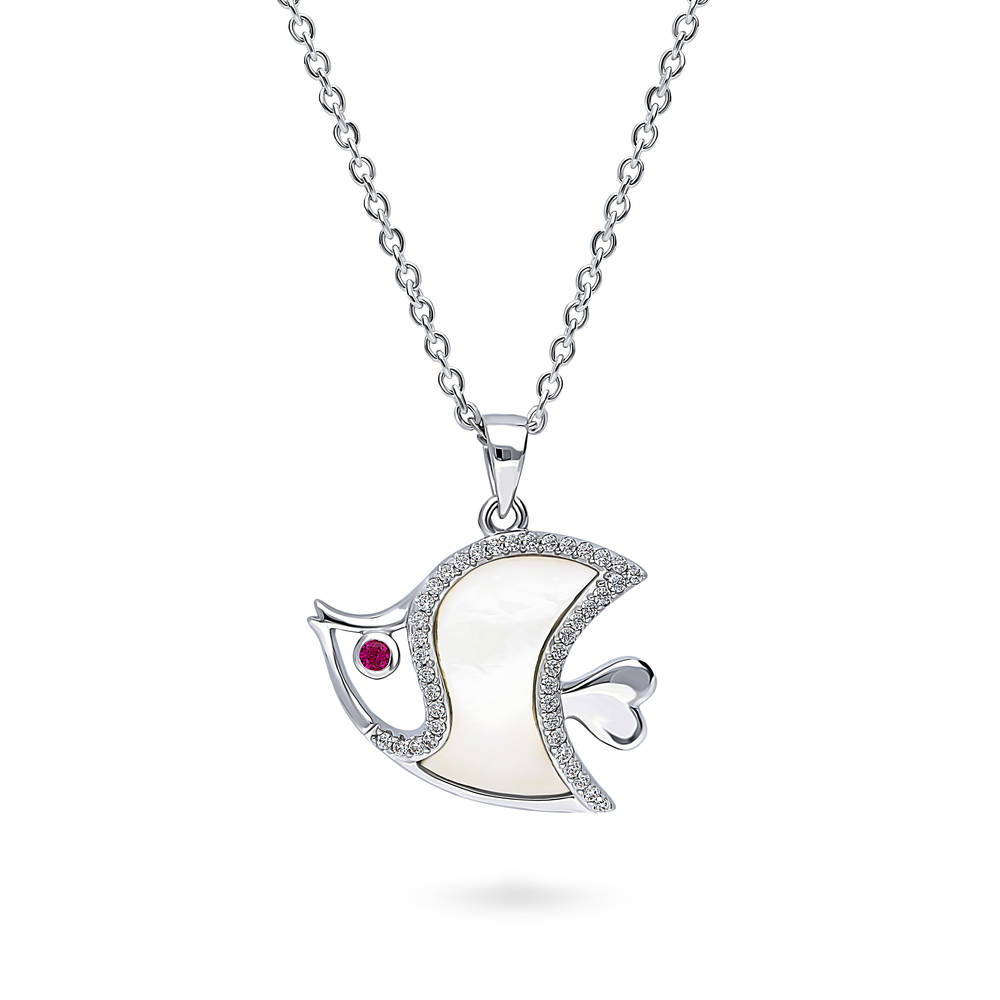 Fish Mother Of Pearl Necklace in Sterling Silver