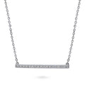 Front view of Bar CZ Pendant Necklace in Sterling Silver, Rhodium Plated