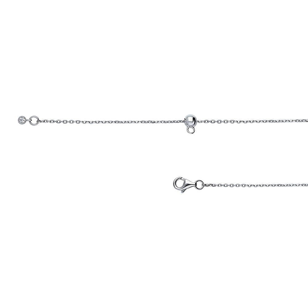 Angle view of Bar CZ Pendant Necklace in Sterling Silver, Rhodium Plated