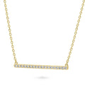 Front view of Bar CZ Pendant Necklace in Sterling Silver, Yellow Gold Flashed