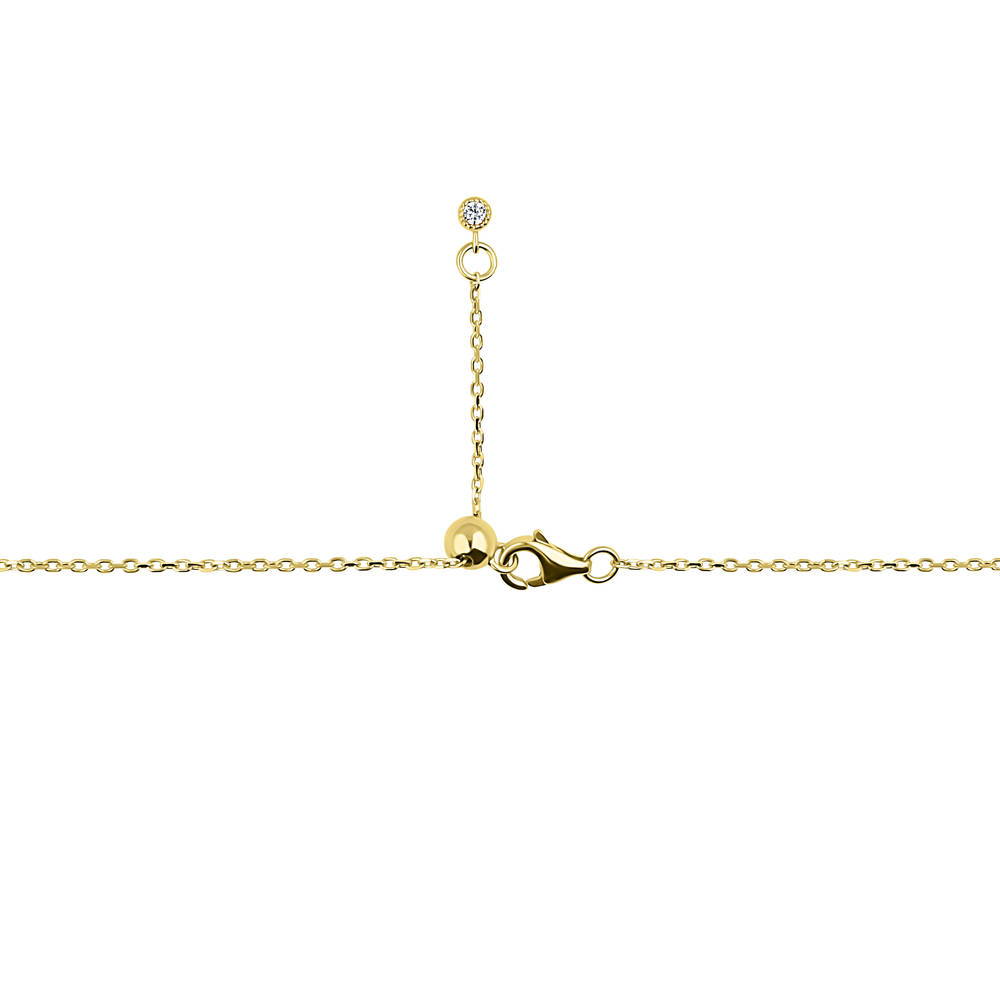 Alternate view of Bar CZ Pendant Necklace in Sterling Silver, Yellow Gold Flashed