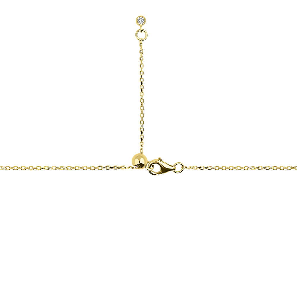 Side view of Bar CZ Pendant Necklace in Sterling Silver, Yellow Gold Flashed