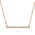 Bar CZ Pendant Necklace in Sterling Silver, Rose Gold Flashed