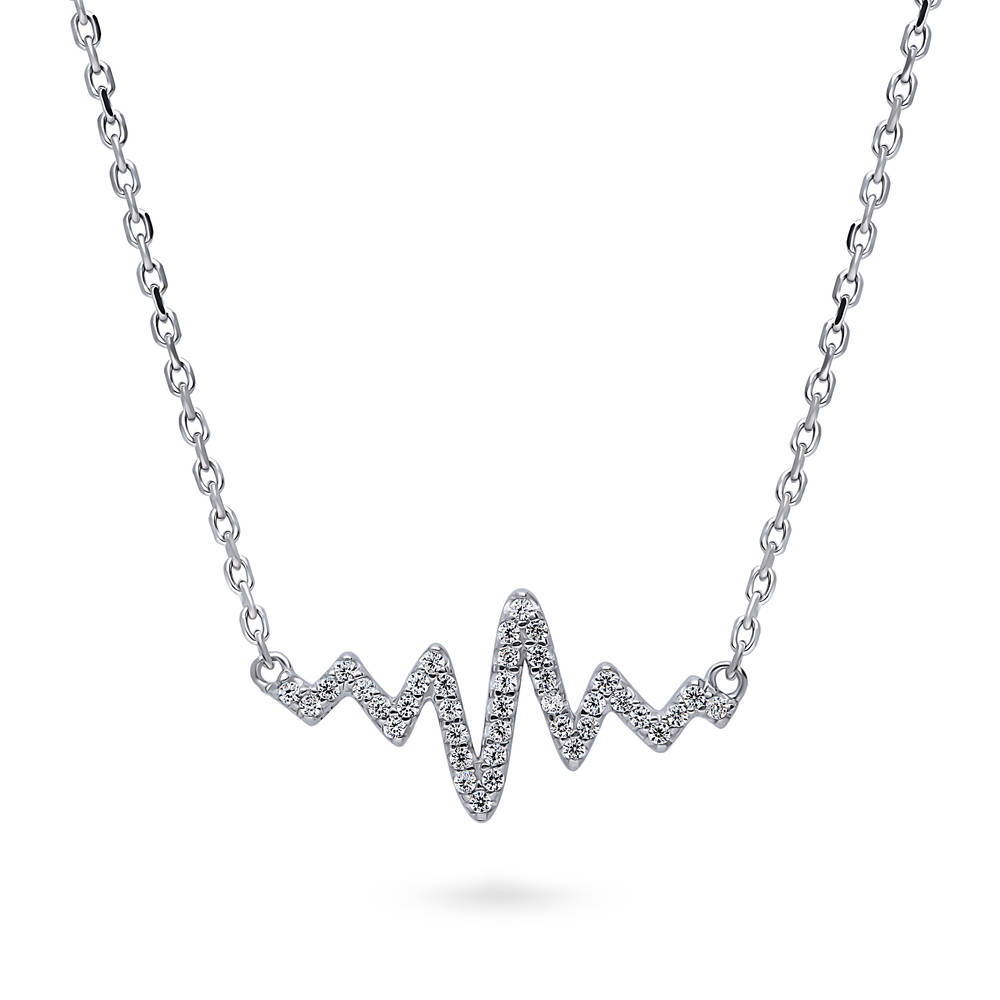 Heartbeat CZ Necklace in Sterling Silver