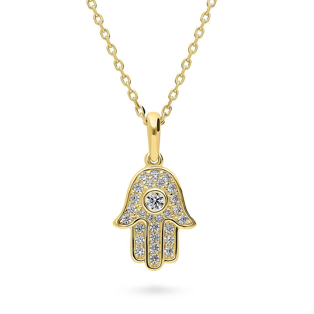 Hamsa Hand CZ Necklace in Sterling Silver