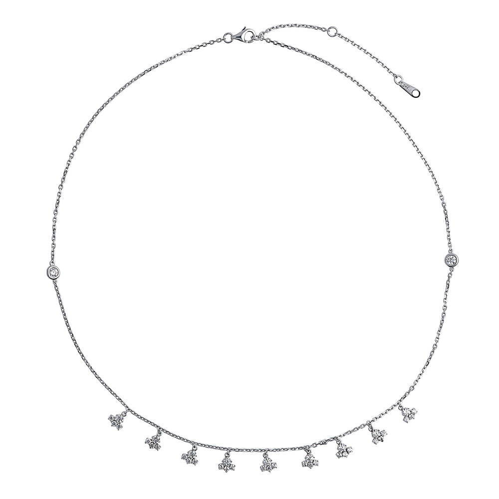 Cluster CZ Station Necklace in Sterling Silver, 3 of 8