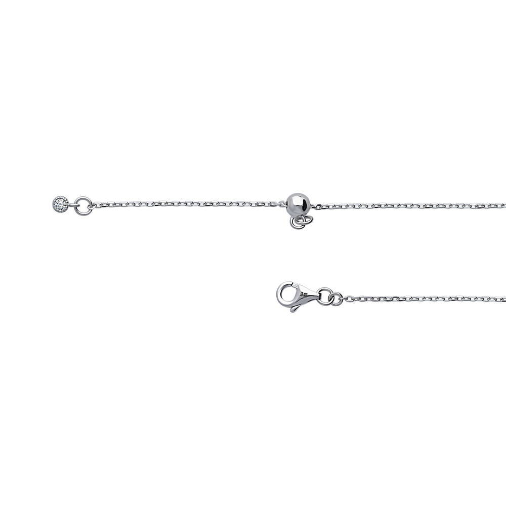 Front view of Flower CZ Station Necklace in Sterling Silver, 5 of 14