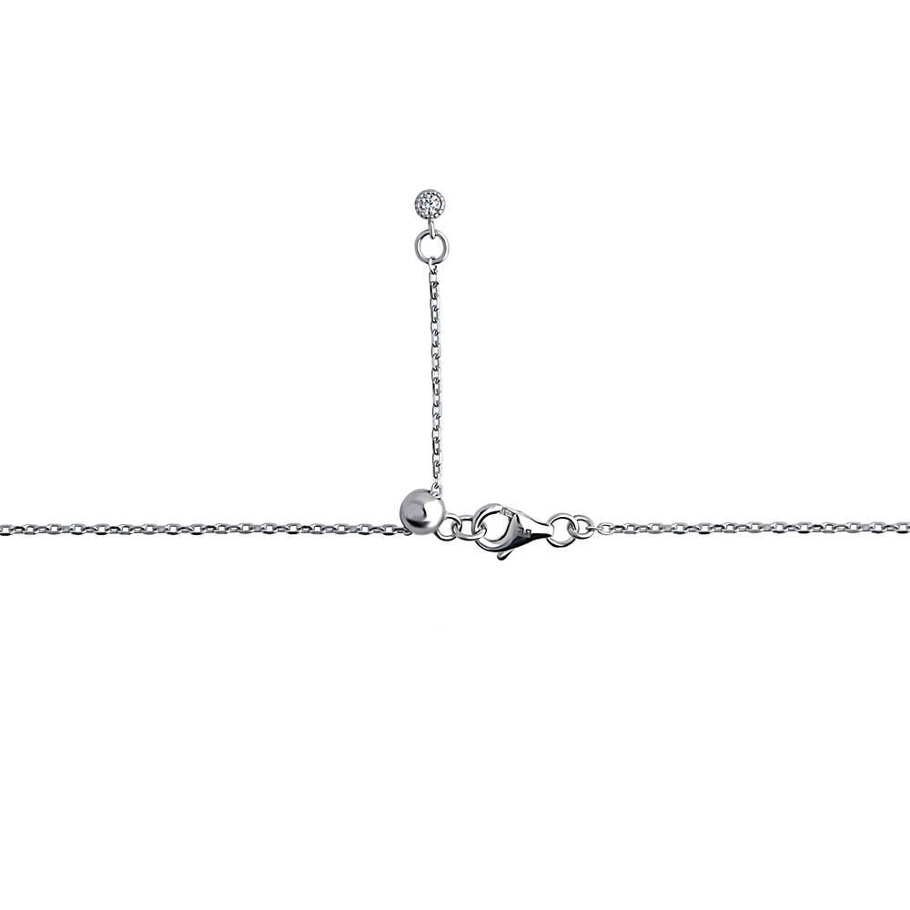 Angle view of Flower CZ Station Necklace in Sterling Silver, 7 of 14