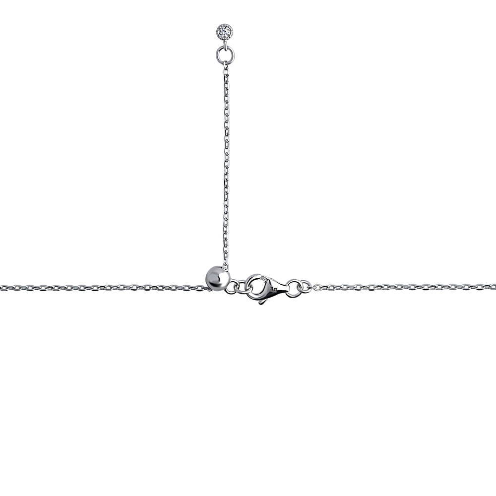 Alternate view of Flower CZ Station Necklace in Sterling Silver, 9 of 14