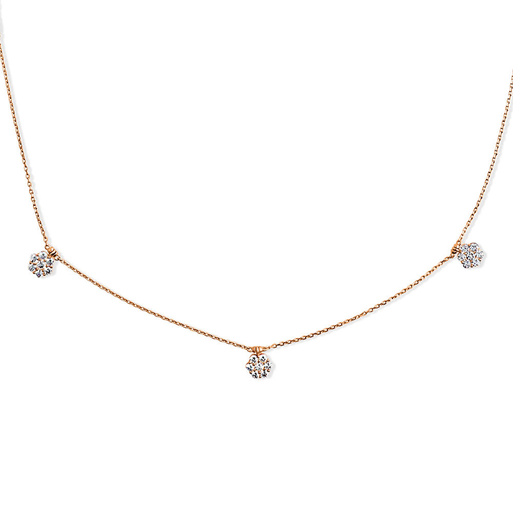 Side view of Flower CZ Station Necklace in Sterling Silver, 10 of 14