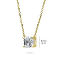 Front view of Solitaire East-West 3.5ct Radiant CZ Necklace in Sterling Silver, Yellow Gold Flashed