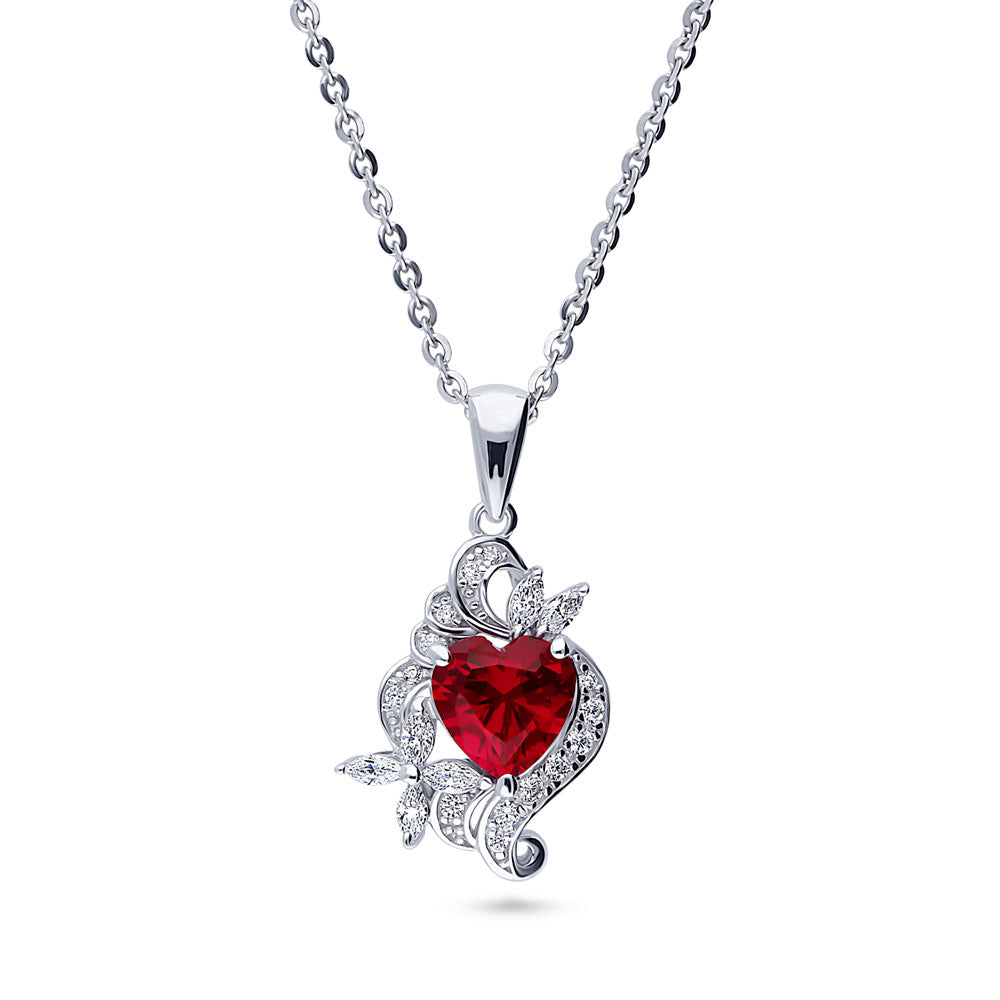 Heart Flower CZ Necklace and Earrings in Sterling Silver, 5 of 19