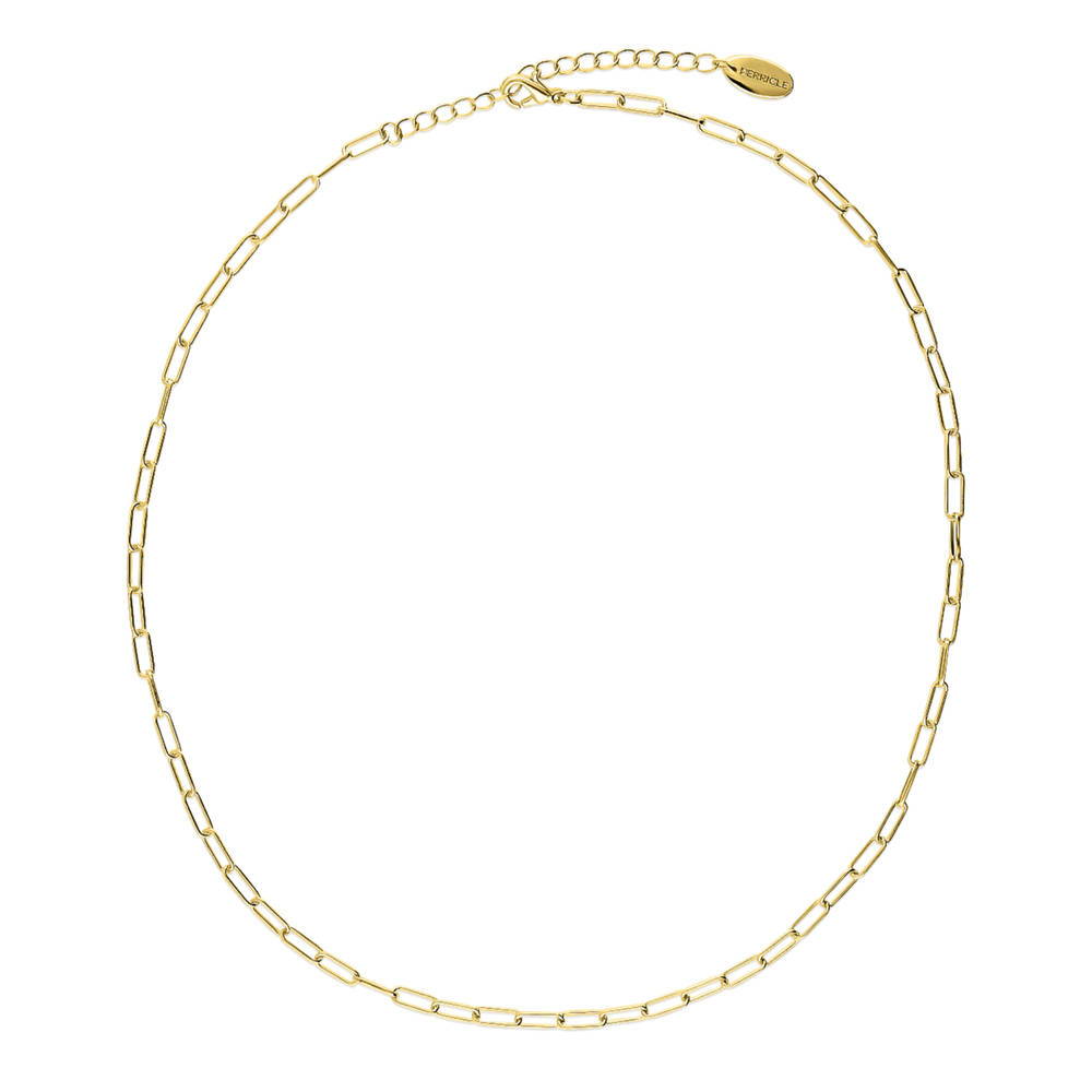 Paperclip Link Chain Necklace 3mm, Yellow Gold Flashed