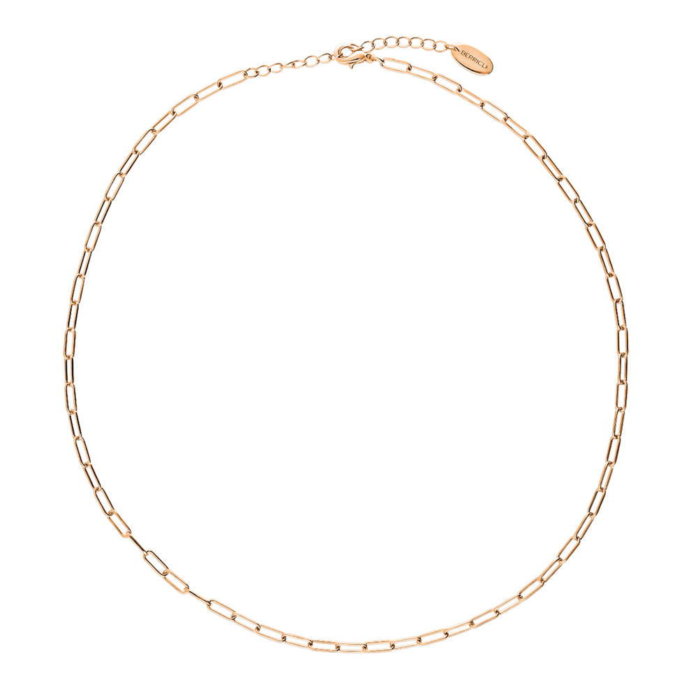 Paperclip Link Chain Necklace 3mm, Rose Gold Flashed