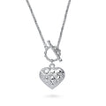 Heart Paperclip Chain Necklace, 2 Piece, Rhodium Plated