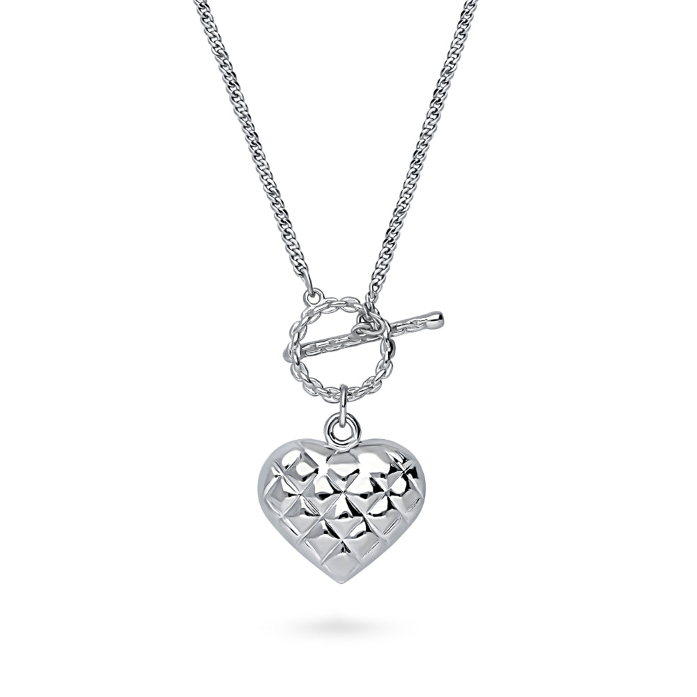 Front view of Heart Paperclip Chain Necklace, 2 Piece, 9 of 19