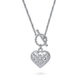 Angle view of Heart Paperclip Chain Necklace, 2 Piece, Rhodium Plated