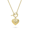 Heart Paperclip Chain Necklace, 2 Piece, Yellow Gold Flashed