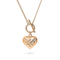 Front view of Heart Paperclip Chain Necklace, 2 Piece, Rose Gold Flashed