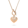 Angle view of Heart Paperclip Chain Necklace, 2 Piece, Rose Gold Flashed